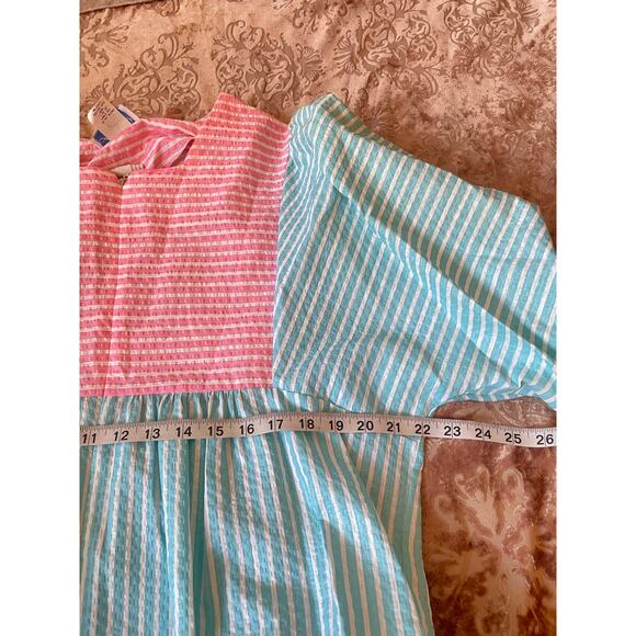 Vintage 70s rainbow pastel colorful mumu front zip size medium - Picture 5 of 7